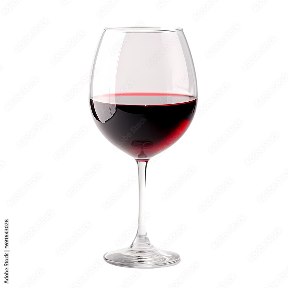 Glass of red wine isolated on transparent background