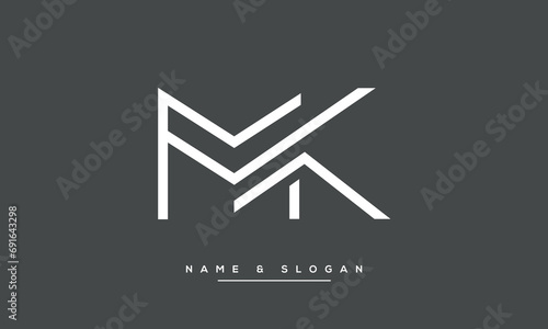 MK or KM Alphabet letters logo monogram