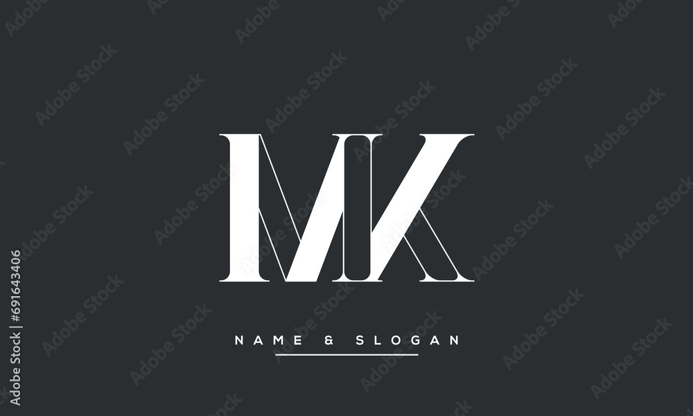 MK or KM Alphabet letters logo monogram MK or KM Alphabet letters logo monogram