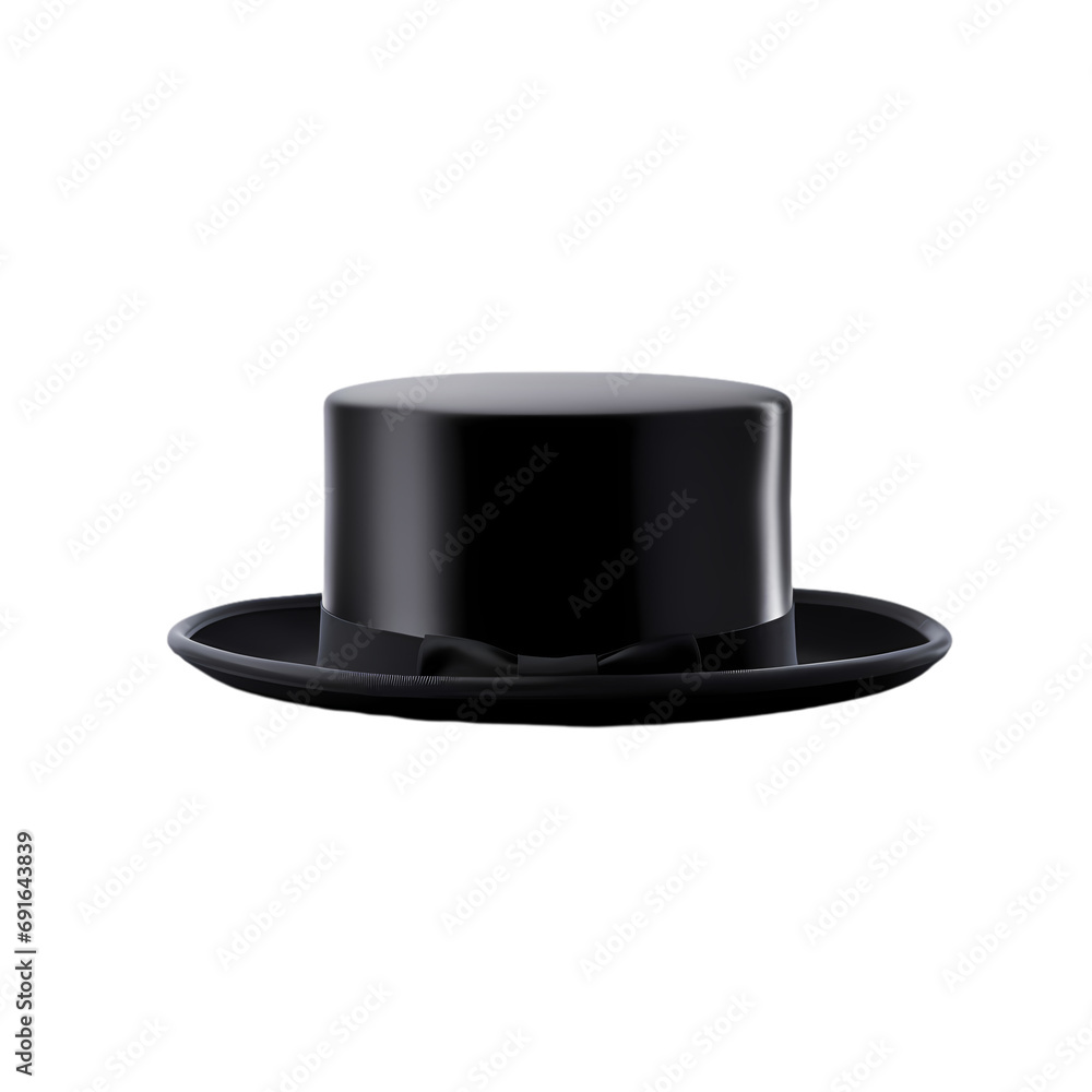 Black top hat and black hat isolated on transparent background Black top hat and black hat isolated on transparent background