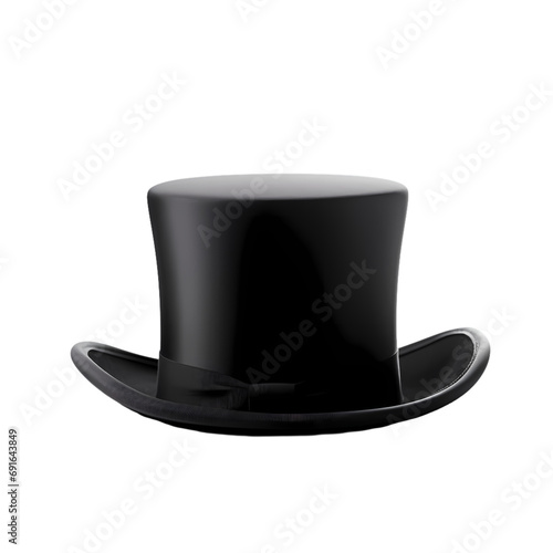 Black top hat and black hat isolated on transparent background