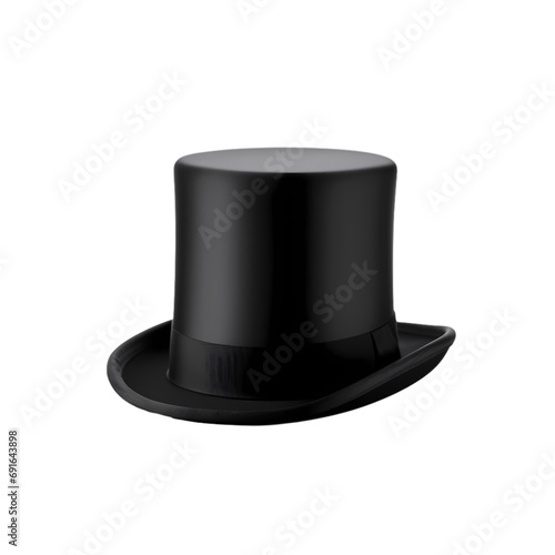 Black top hat and black hat isolated on transparent background