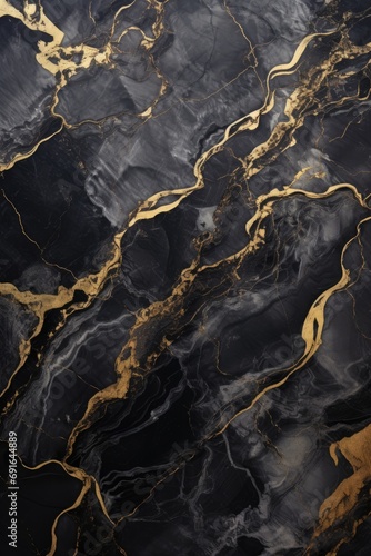 Dark grey marble texture with gold veins