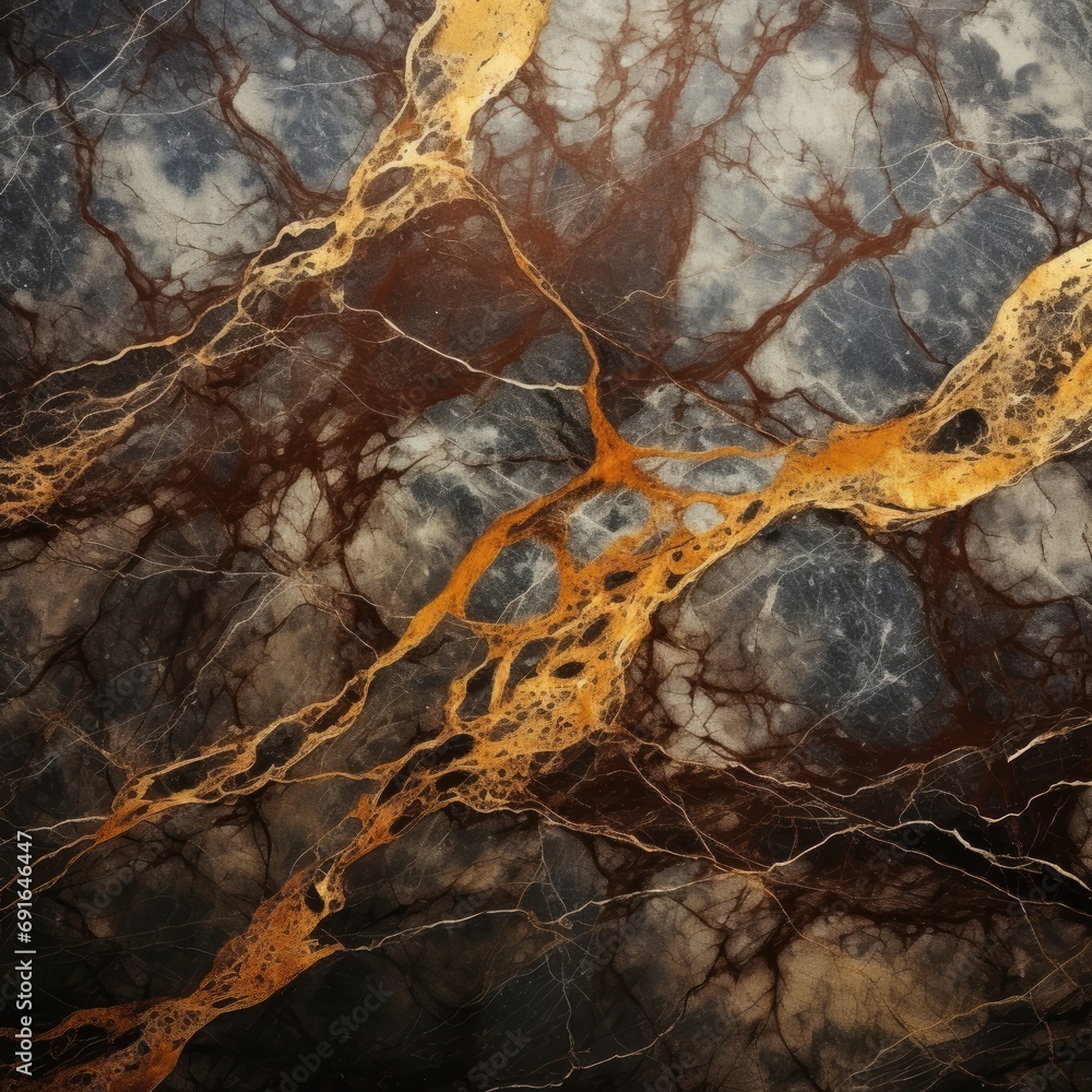 Brown marble texture with gold veins