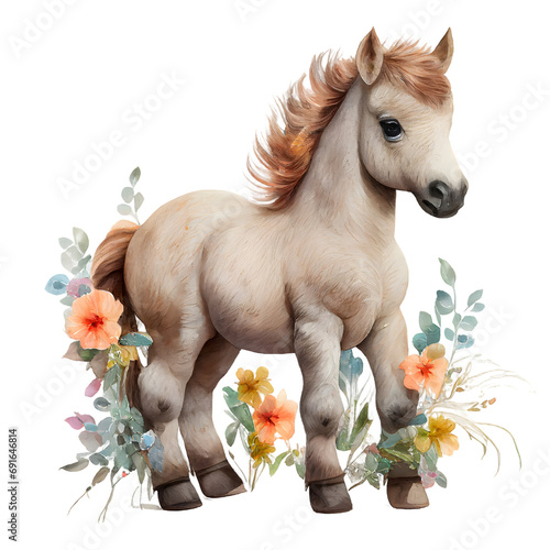 watercolor baby horse