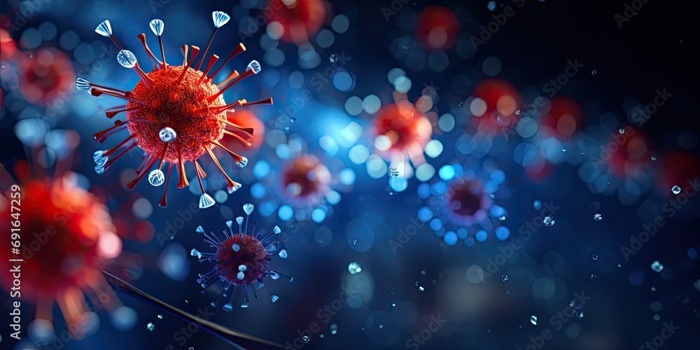 widok komórki virusa bakterii zakaźnego patogenu - obrazy, fototapety, plakaty 