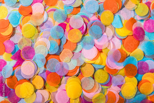 overhead shot of colorful confetti rounds photo