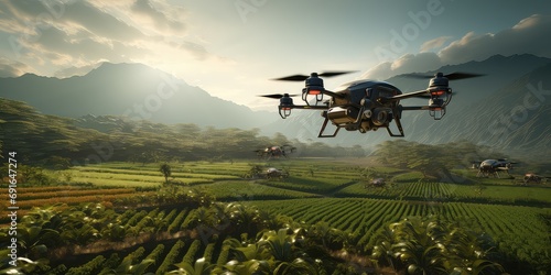 Dron przemysłowy badający stan roślin uprawnych i terenów rolniczych 