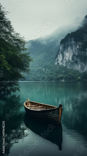 Boat on the Rustic Lake - Wallpaper © sumudu