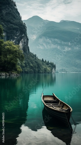 Boat on the Rustic Lake - Wallpaper © sumudu