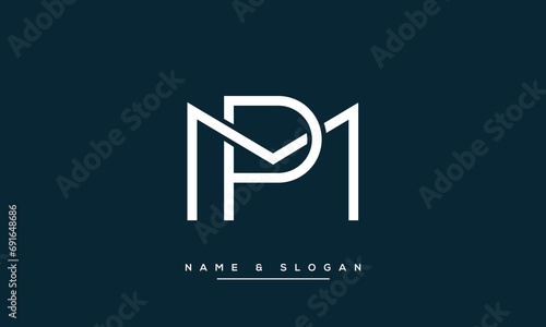 MP or PM Alphabet letters logo monogram