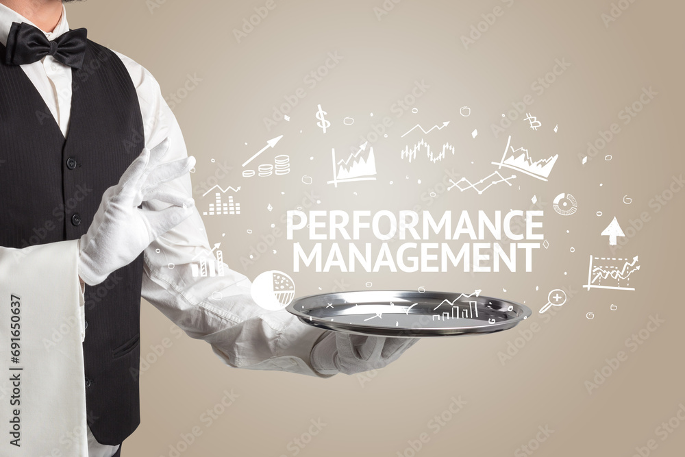 Waiter serving business idea concept Waiter serving business idea concept