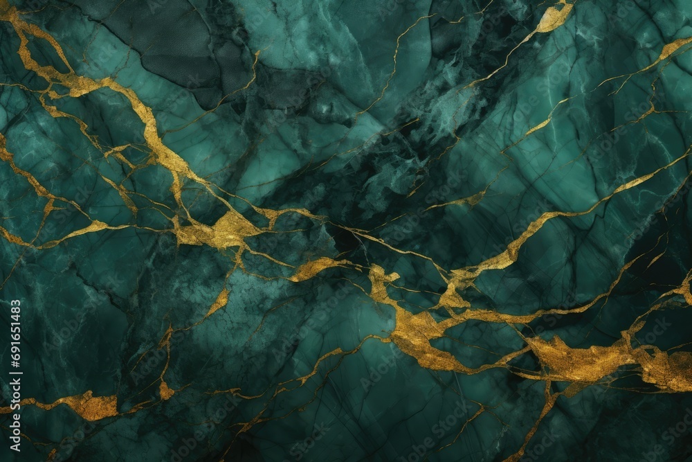 Obraz premium Green stone texture with gold veins