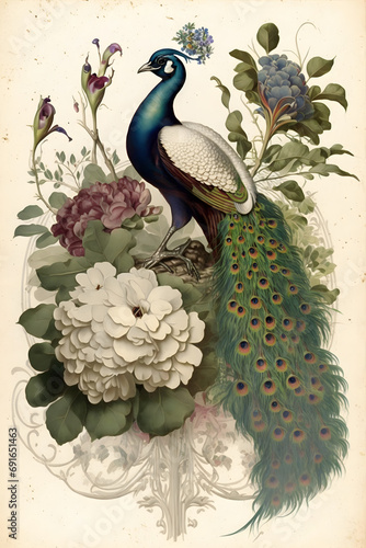 vintage peacock ephemera