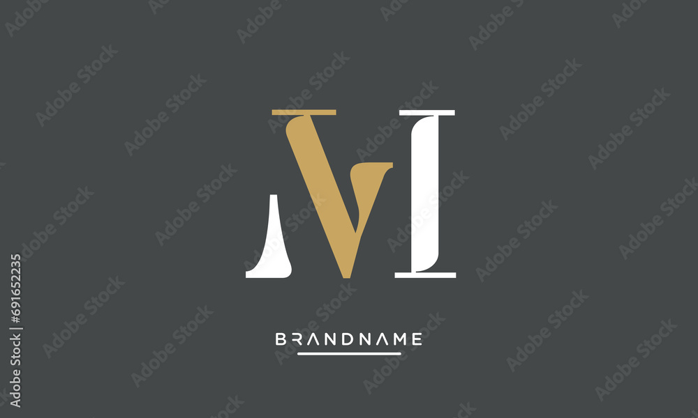 Alphabet letters MV or VM abstract logo Alphabet letters MV or VM abstract logo