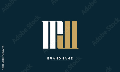 MW or WM Alphabet letters abstract logo