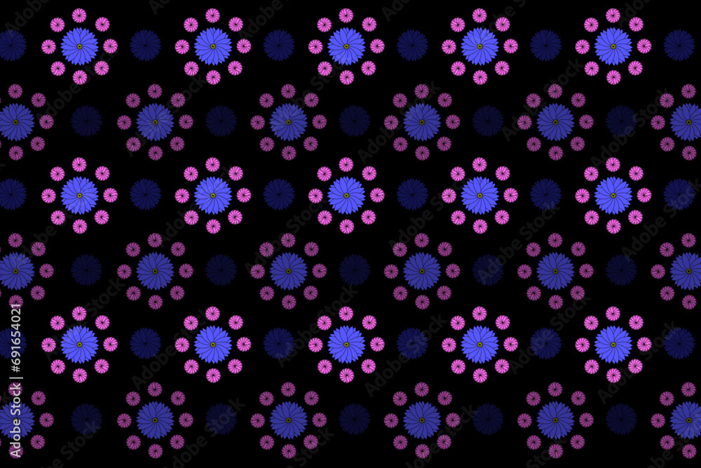 Seamless pattern with pink and blue flowers Seamless pattern with pink and blue flowers