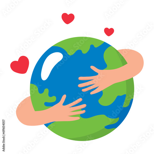 hug day design with world hugging himself