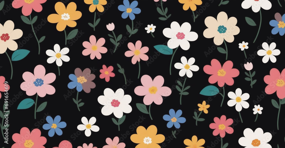 seamless pattern with flowers Ai generated