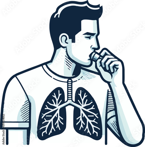 vector illustration of a person with asthma
