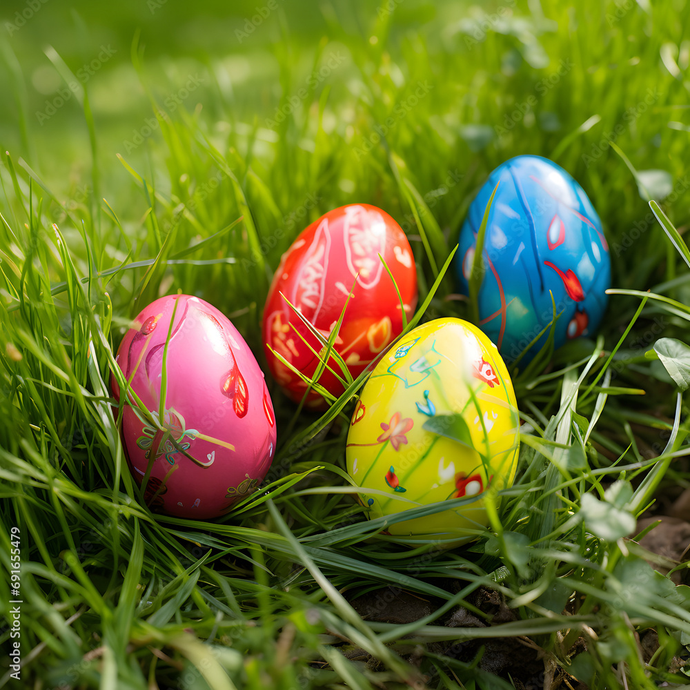 easter eggs in grass easter eggs in grass