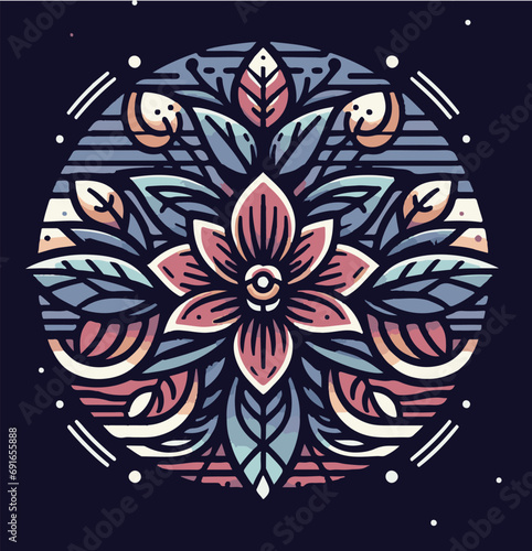 vector illustration of stained glass flower