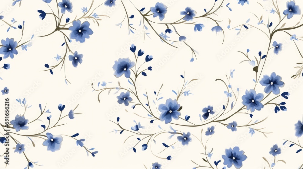 blue flowers on a white background