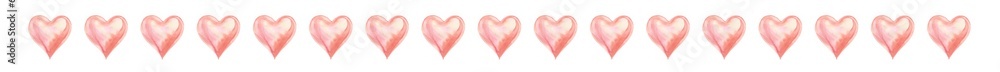 Linia dekoracyjna różowe serca - obrazy, fototapety, plakaty 