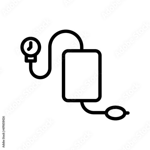 Blood Pressure Meter icon. manometer or tonometer to measure blood pressure and heart disease symbol concept. blood pressure meter or cardiovascular hypertension monitor instrument vector.