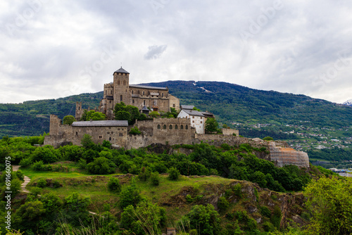 View of Valere Basilica in Sion, Switzerland © olyasolodenko