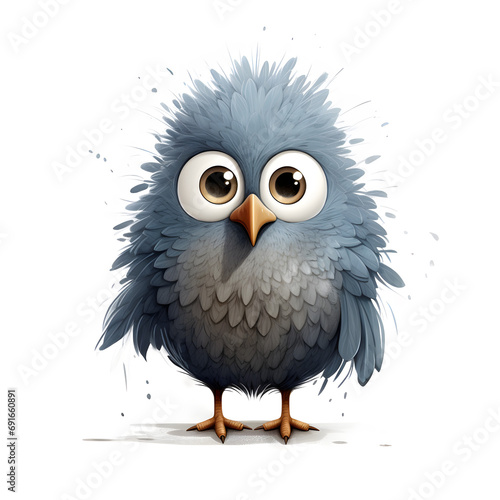 bird character simple lines funny art on white background