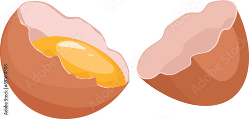 Half broken egg icon cartoon vector. Farm fresh food. Broken eggshell
