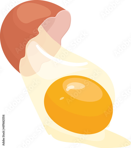 Firm ovules meal icon cartoon vector. Broken egg. Chick protein food