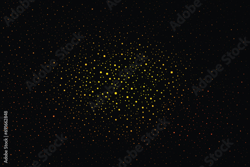 Magical gold stars Dark black backdrop December Frozen sky Birthday card Summer night Copy space greeting text Holiday classic design New year mood Christmas template Holiday background Light center
