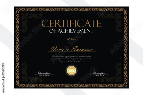 Black and gold Certificate design