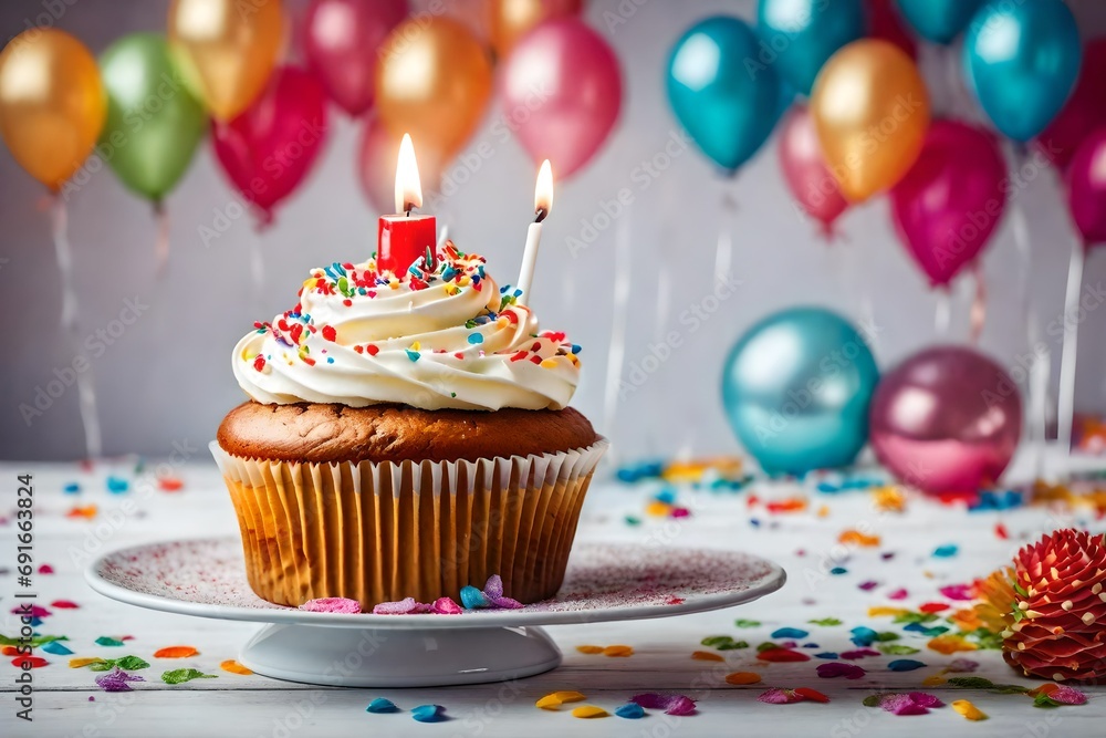 birthday cupcake with candles