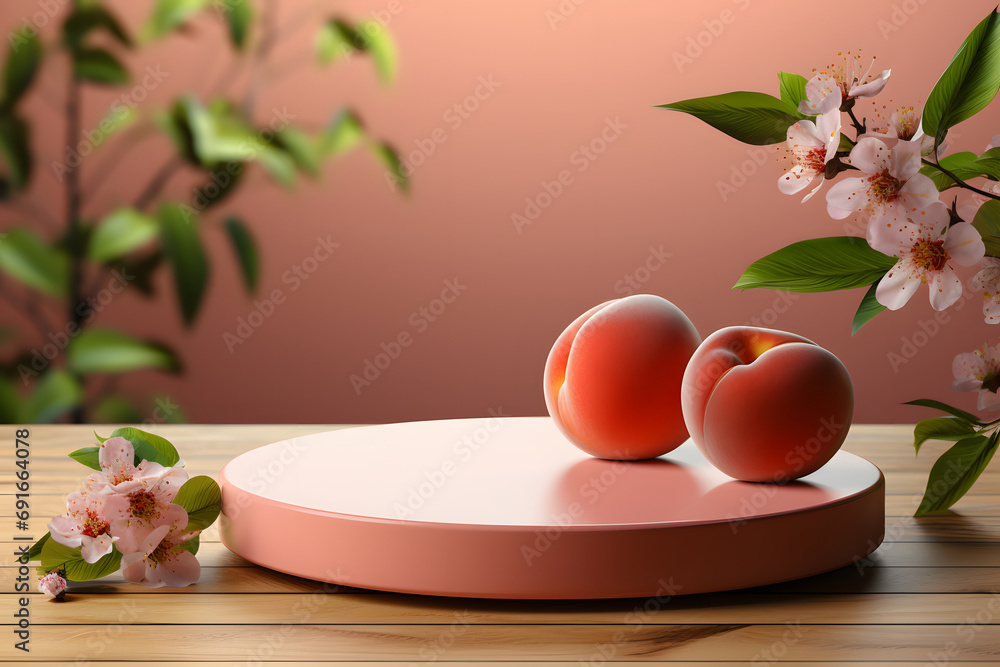 a round pink pedestal, a podium for the presentation of cosmetics. empty backdrop. product display. a round pink pedestal, a podium for the presentation of cosmetics. empty backdrop. product display.