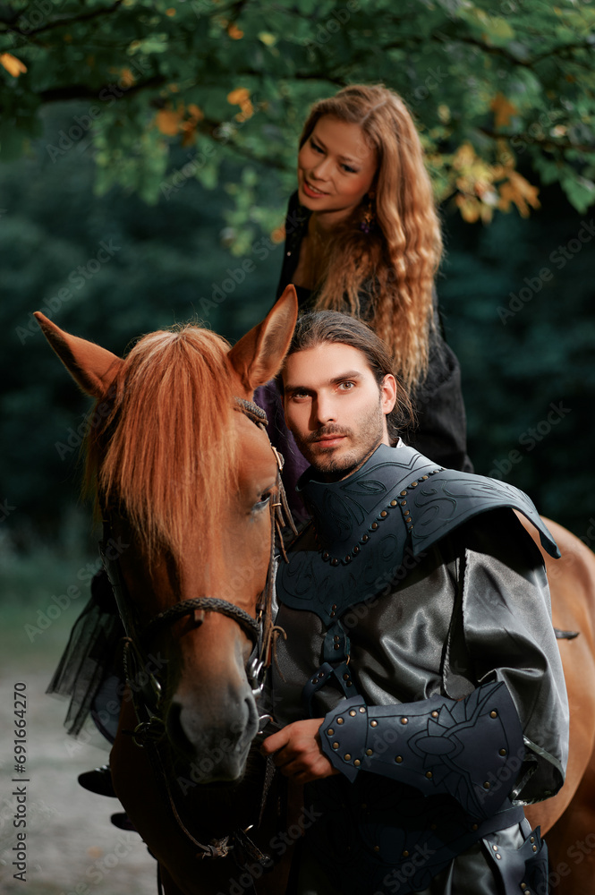Fototapeta premium Fantasy and fairytale. Princess and warrior.