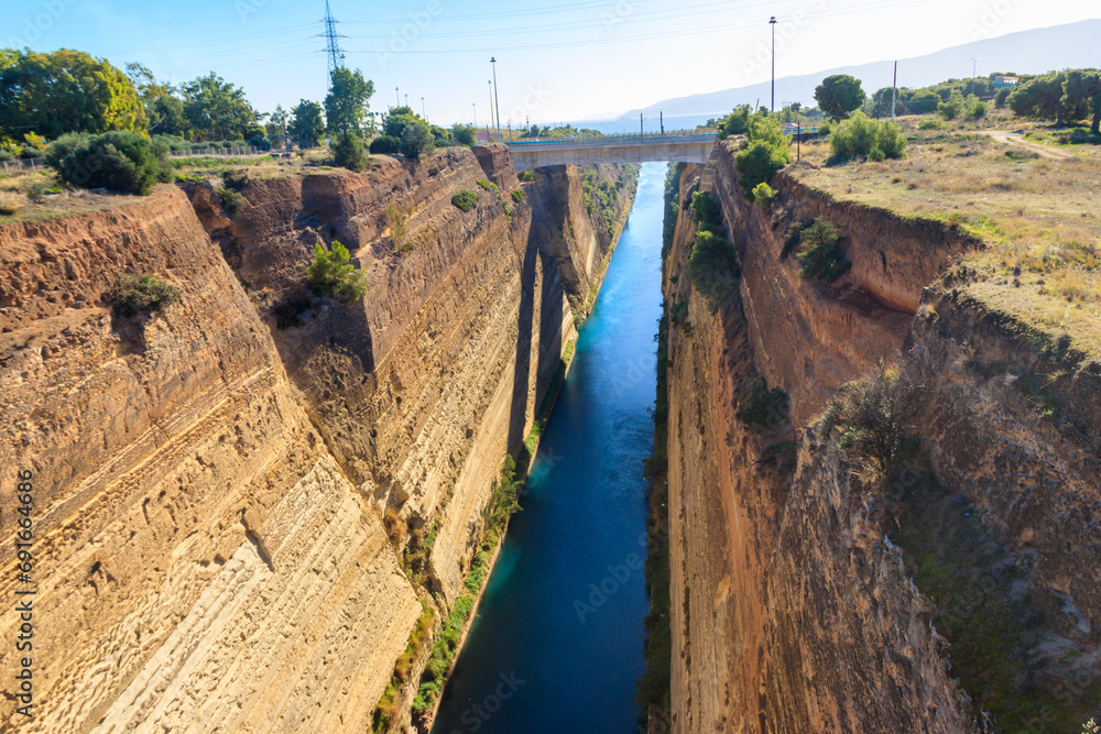 The Corinth Canal is a canal that connects the Gulf of Corinth with the Saronic Gulf in the Aegean Sea in Greece