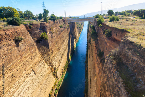 The Corinth Canal is a canal that connects the Gulf of Corinth with the Saronic Gulf in the Aegean Sea in Greece