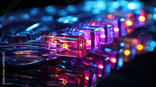 close up a cut fiber optics light cable, christmas light