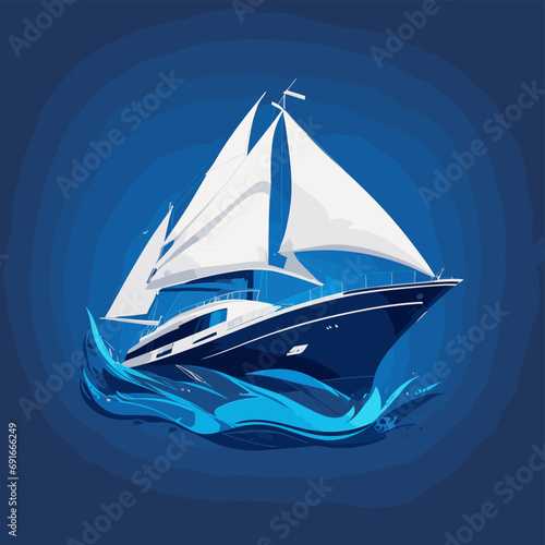 2d vector illustration for logo design marine sea and boat ship yacht sail summer
