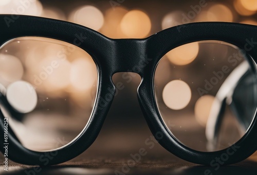 Classic black eye glasses front view isolated