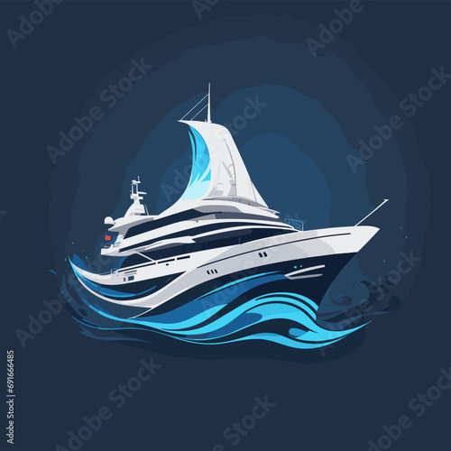 2d vector illustration for logo design marine sea and boat ship yacht sail summer
