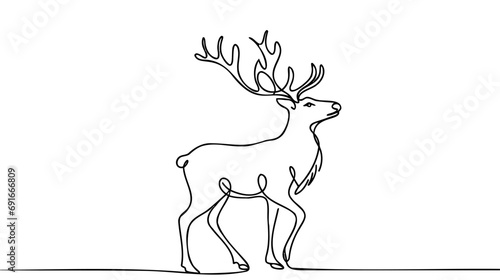 Deer line art icon. Deer continuous line drawing. Deer one line draw graphic vector. Vector illustration.
