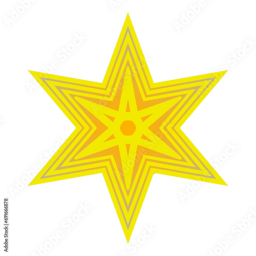 six-pointed golden star with orange stripes  modern abstract design  christmas decorations 