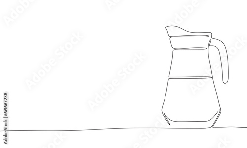 One line continuous decanter. Line art carafe outline. Hand drawn vector art.