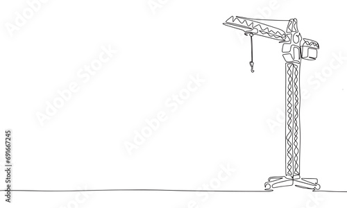 One line continuous tower crane. Line art tower crane outline. Hand drawn vector art. photo