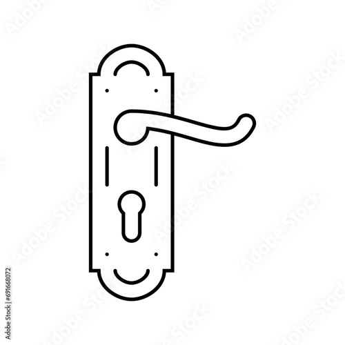 lock door hardware furniture fitting line icon vector. lock door hardware furniture fitting sign. isolated contour symbol black illustration