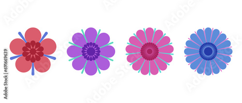 Collection of little flowers in various colors and styles